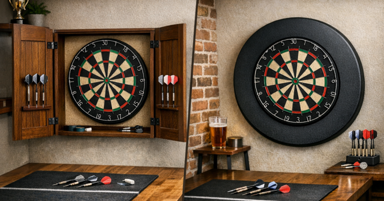 dartboard cabinets vs surrounds