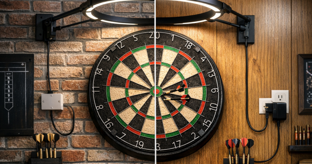 mains-wired dartboard lighting