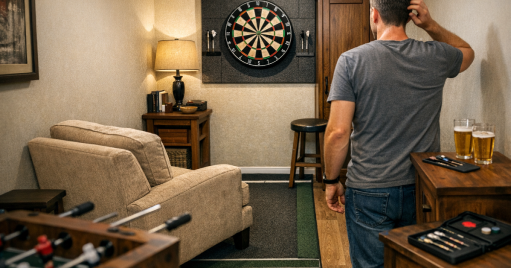 cramped darts setup