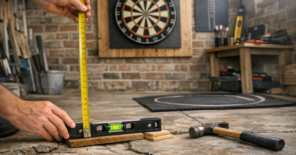 dartboard height on uneven flooring