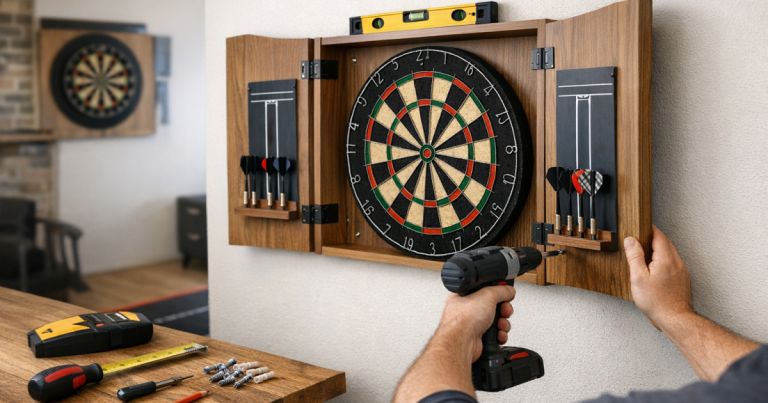 fit a dartboard cabinet on plasterboard