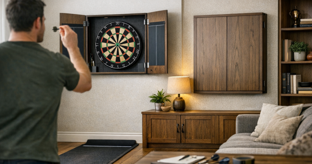 foldaway dartboard setup