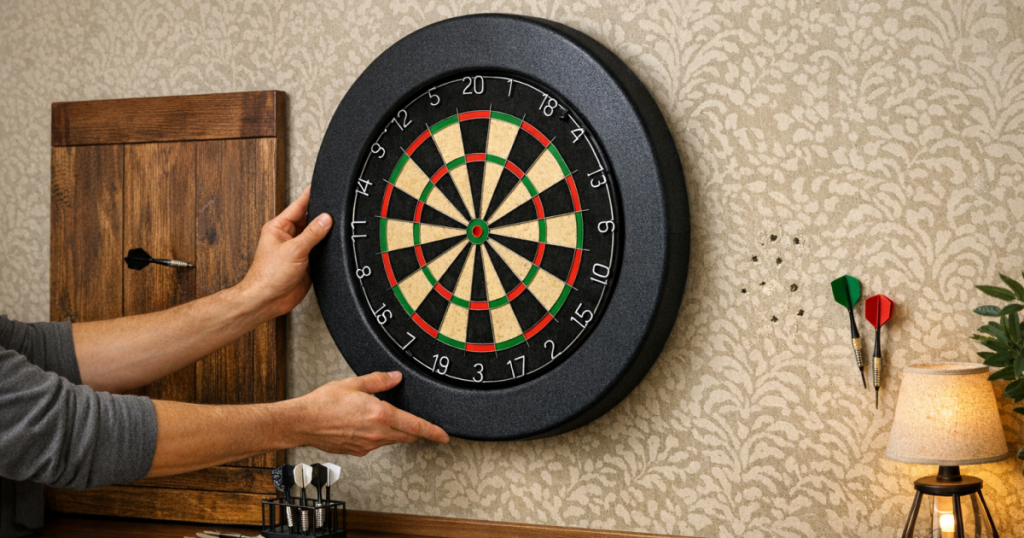 protect wallpaper around a dartboard