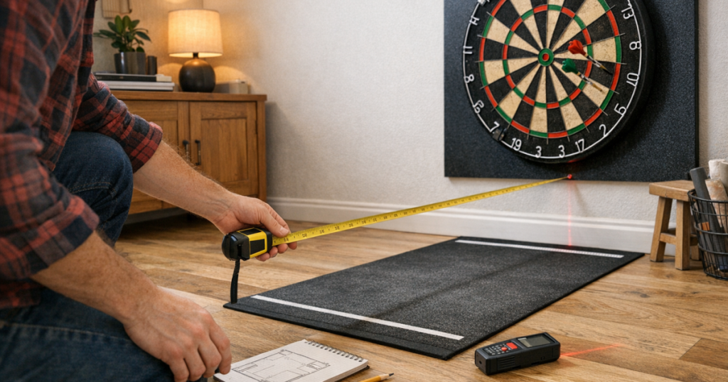 spare bedroom dartboard setup