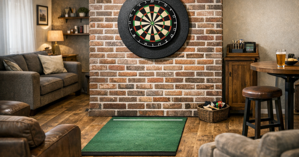 arrange furniture around a dartboard