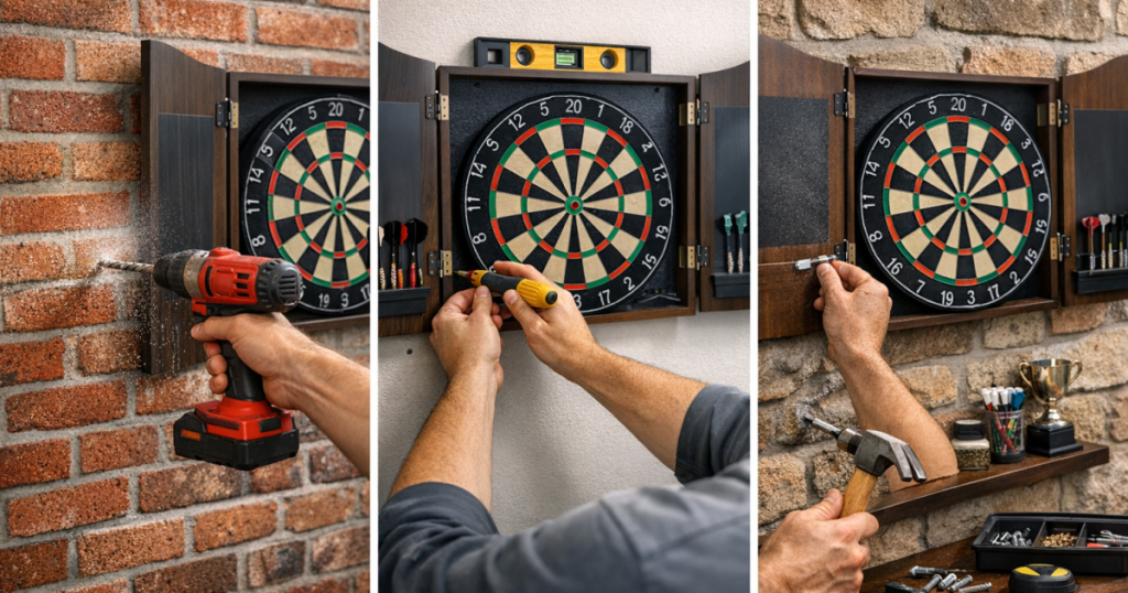 dartboard cabinet fixing