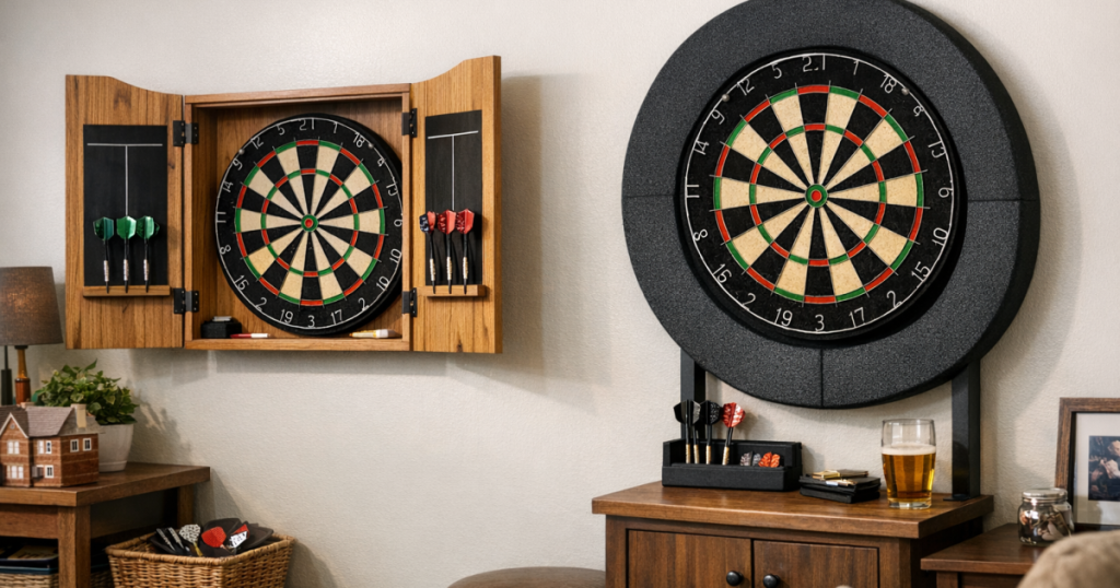 dartboard cabinets for rented homes