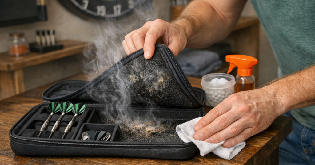 stop a dart case smelling musty