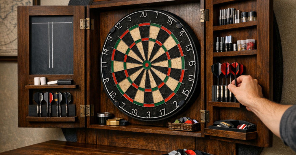 dartboard cabinet storage
