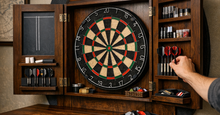 dartboard cabinet storage