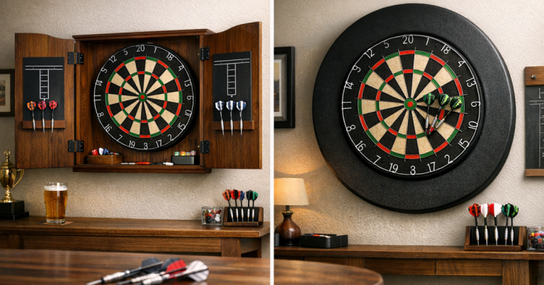 dartboard cabinets vs surrounds
