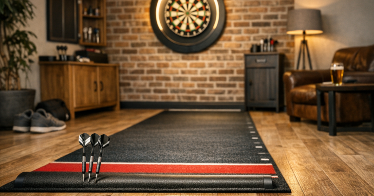 darts mat and oche setup