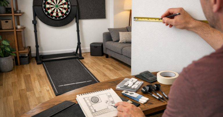 darts setup in a rented home