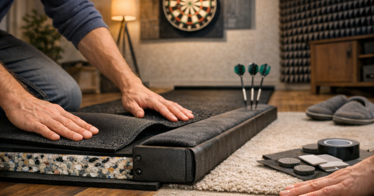 quiet darts mat setup