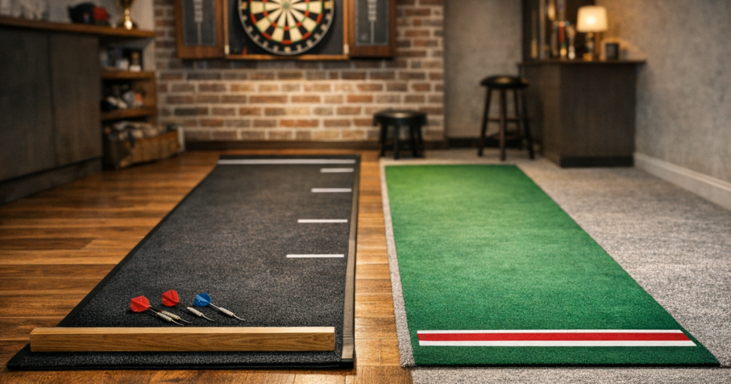 darts mat and oche setup