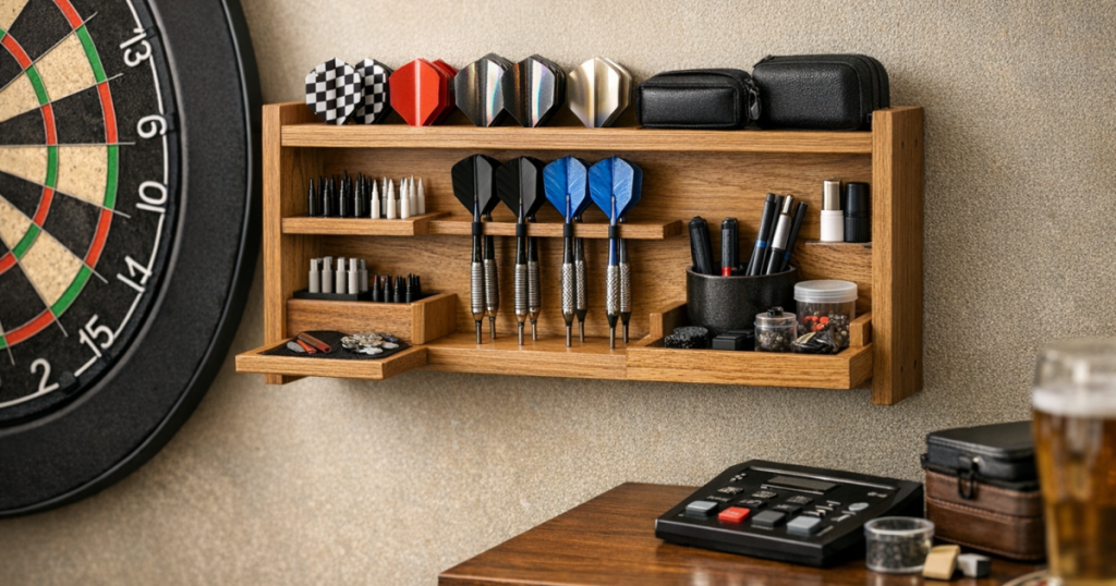 wall-mounted darts shelf