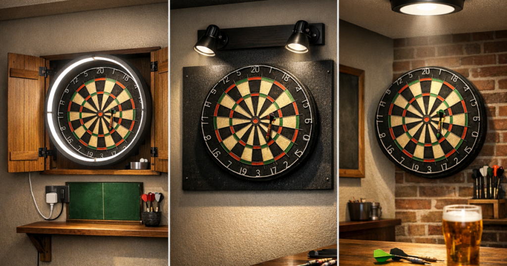 dartboard lighting installation
