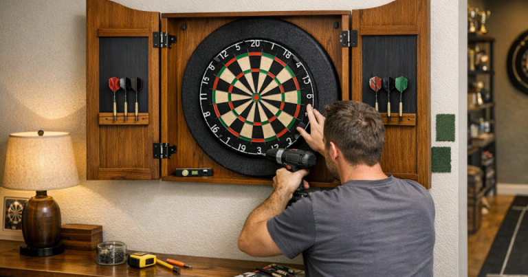 install dartboard cabinets